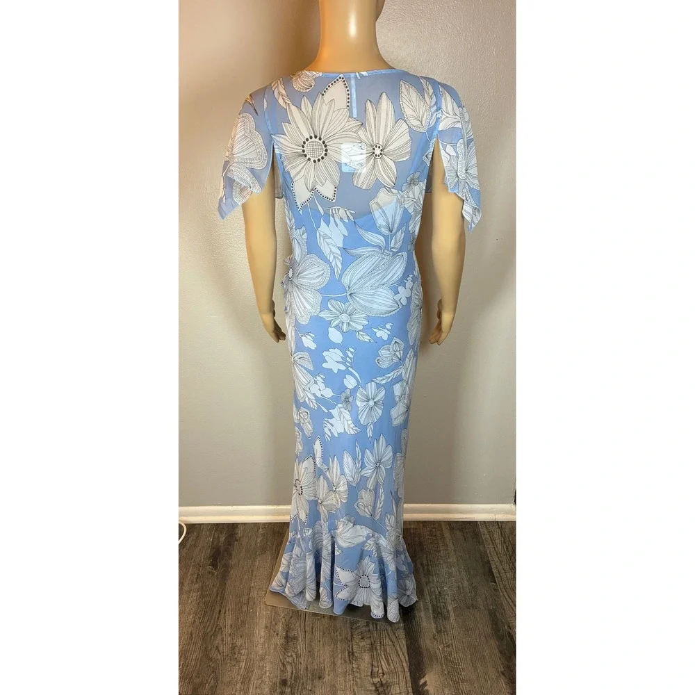 Free People Moonlight Maxi Dress Blissful Blue Floral Size 8 NWT